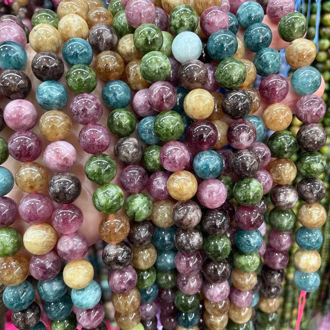 2 Strands/lot 8mm, 10mm Multicolor Tourmaline Stone Round Beads Stone Beads 8mm Stone Beads New Beads Arrivals Other Stone Beads Charms Beads Beyond