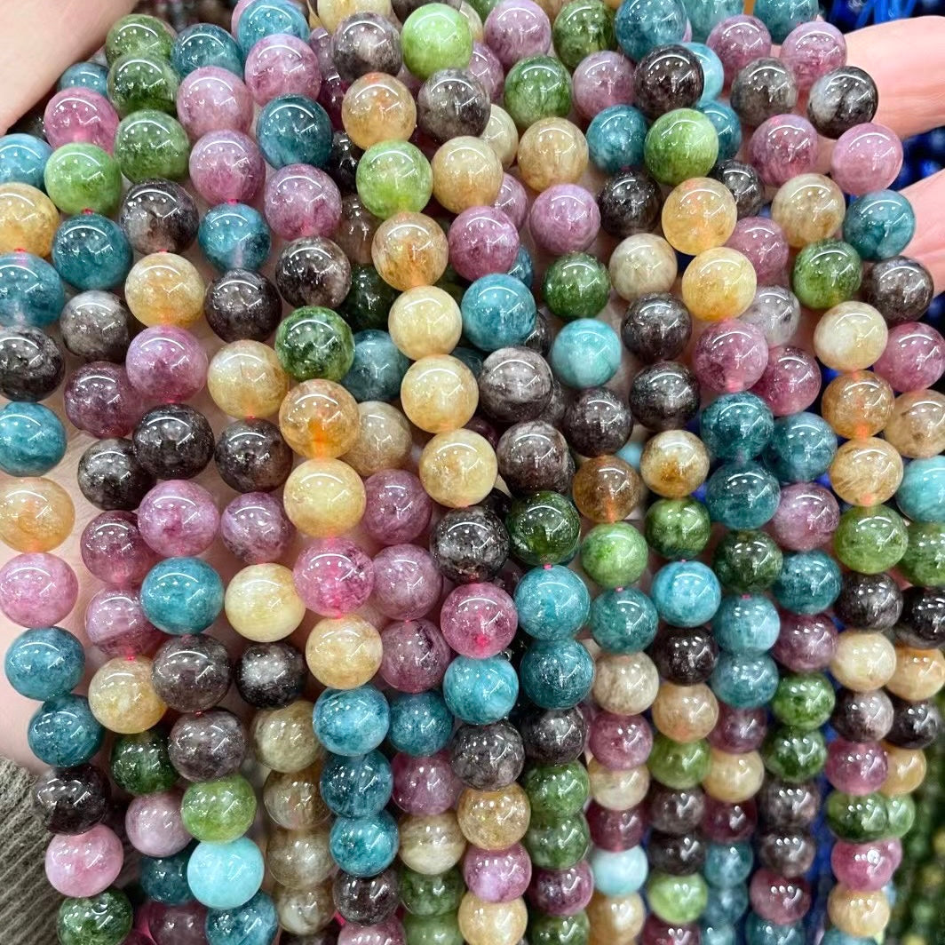 2 Strands/lot 8mm, 10mm Multicolor Tourmaline Stone Round Beads Stone Beads 8mm Stone Beads New Beads Arrivals Other Stone Beads Charms Beads Beyond