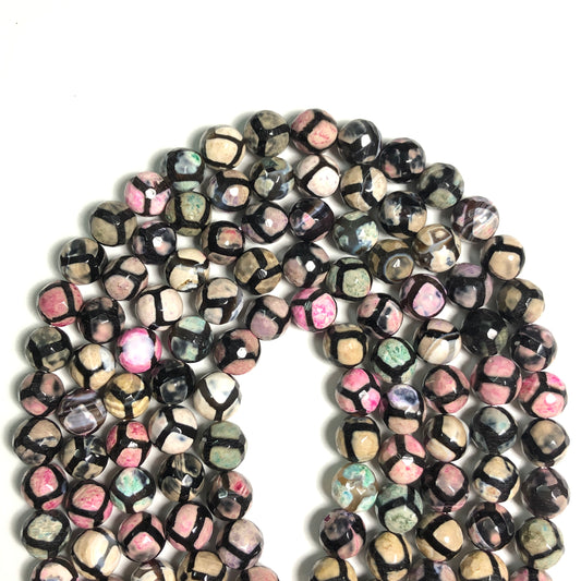 10mm Multicolor Football Tibetan Dzi Agate Faceted Stone Beads Stone Beads New Beads Arrivals Tibetan Beads Charms Beads Beyond