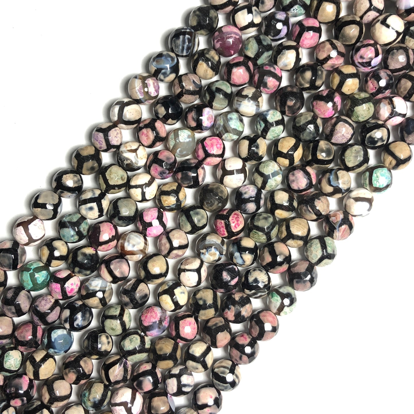 10mm Multicolor Football Tibetan Dzi Agate Faceted Stone Beads Stone Beads New Beads Arrivals Tibetan Beads Charms Beads Beyond