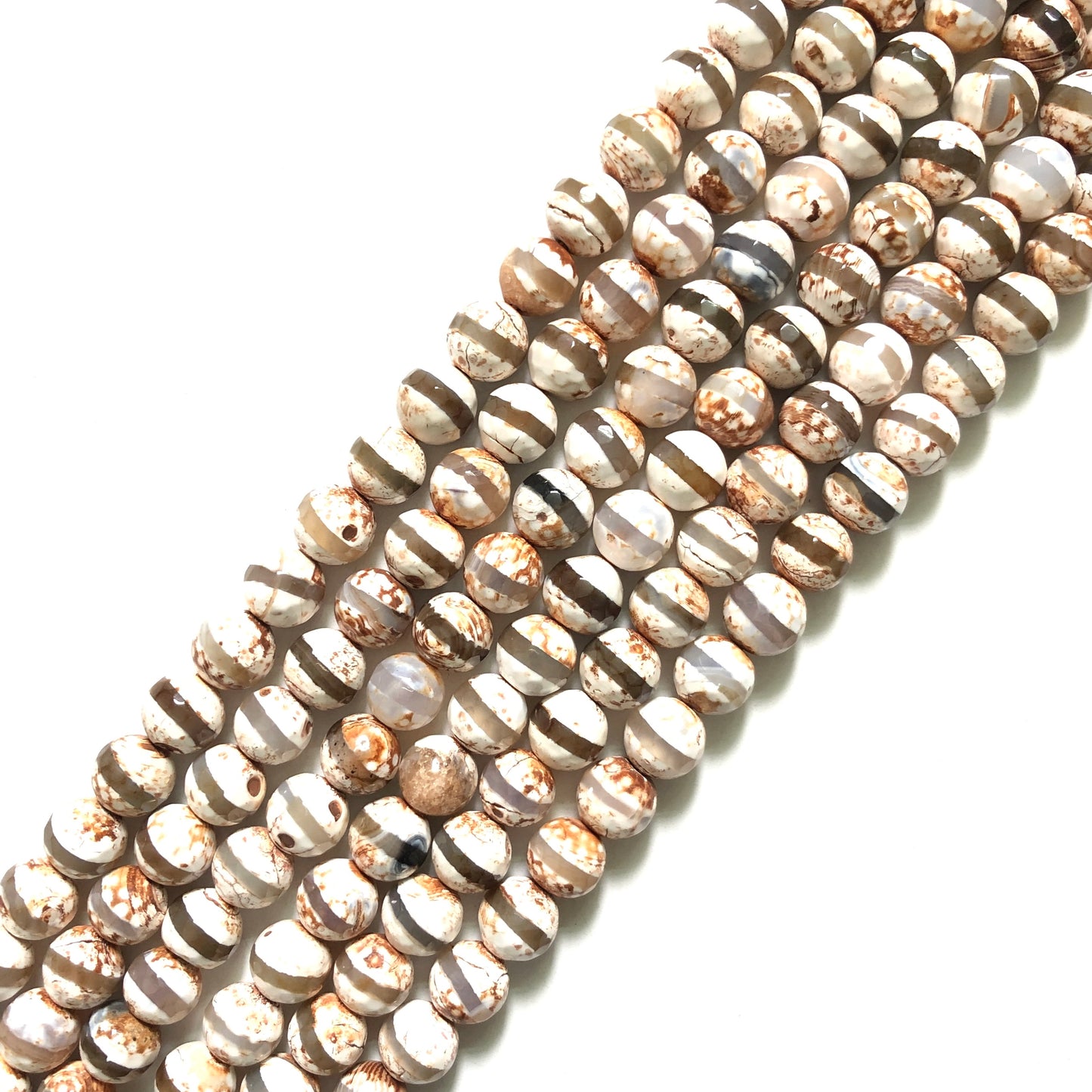 10mm Clear Stripe Brown Faceted Tibetan Agate Stone Beads Stone Beads Tibetan Beads Charms Beads Beyond