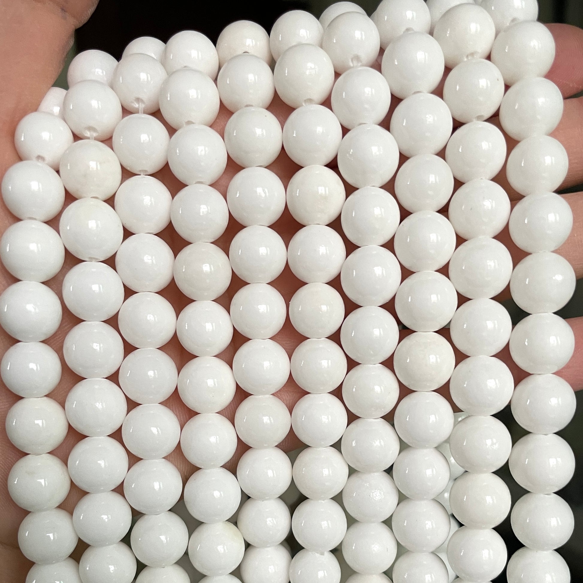 8mm Glass Round Pearl Beads - Red