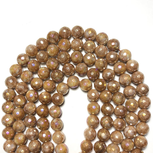 2 Strands/lot 12mm Electroplated AB Khaki Faceted Jade Stone Beads Electroplated Beads 12mm Stone Beads Electroplated Faceted Jade Beads New Beads Arrivals Charms Beads Beyond