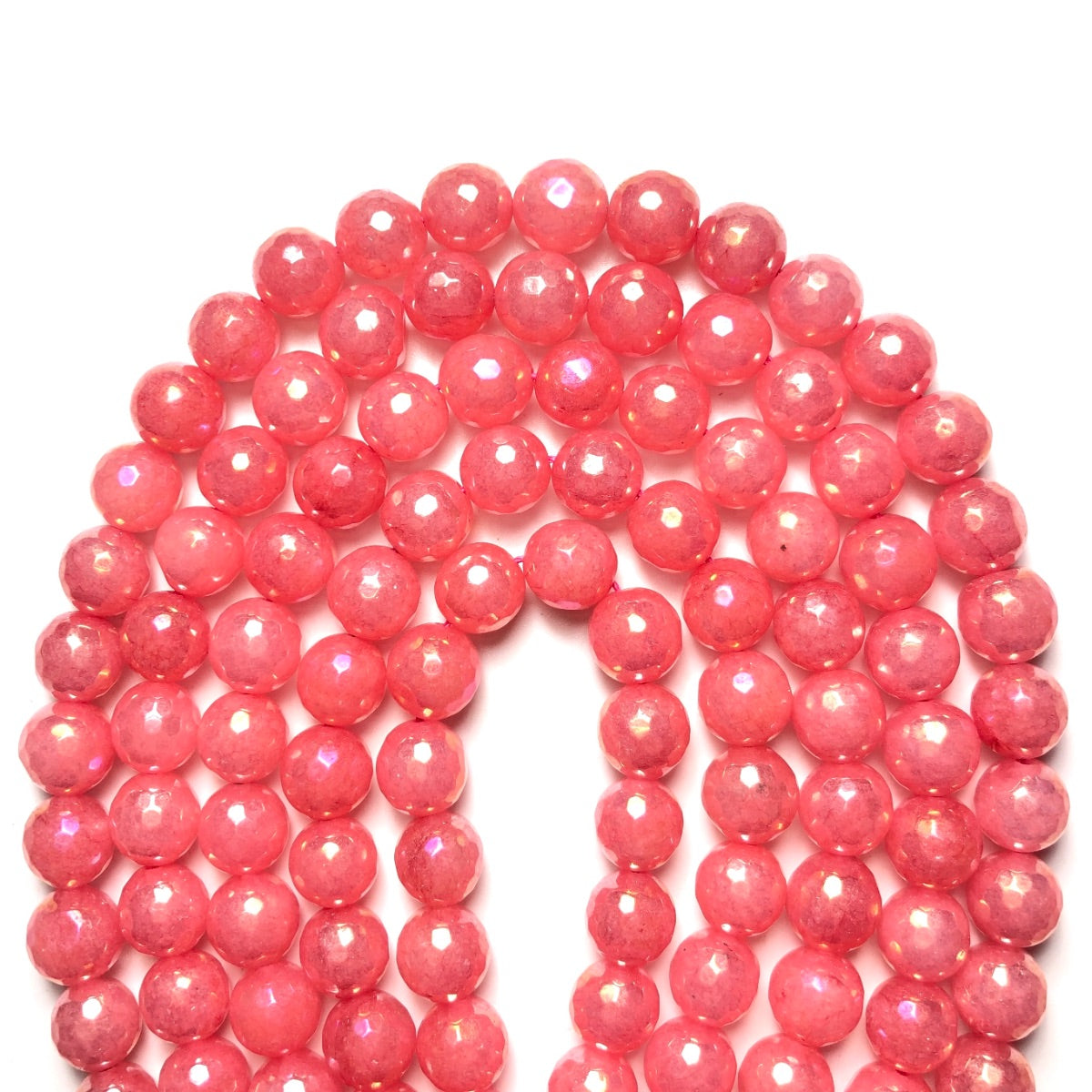 2 strands/lot 10mm Electroplated AB Pink Faceted Jade Stone Beads Electroplated Beads Breast Cancer Awareness Electroplated Faceted Jade Beads New Beads Arrivals Charms Beads Beyond