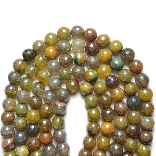 2 Strands/lot 12mm Yellow Green Electroplated Faceted Dragon Agate Stone Beads Electroplated Beads 12mm Stone Beads Electroplated Faceted Agate Beads New Beads Arrivals Charms Beads Beyond