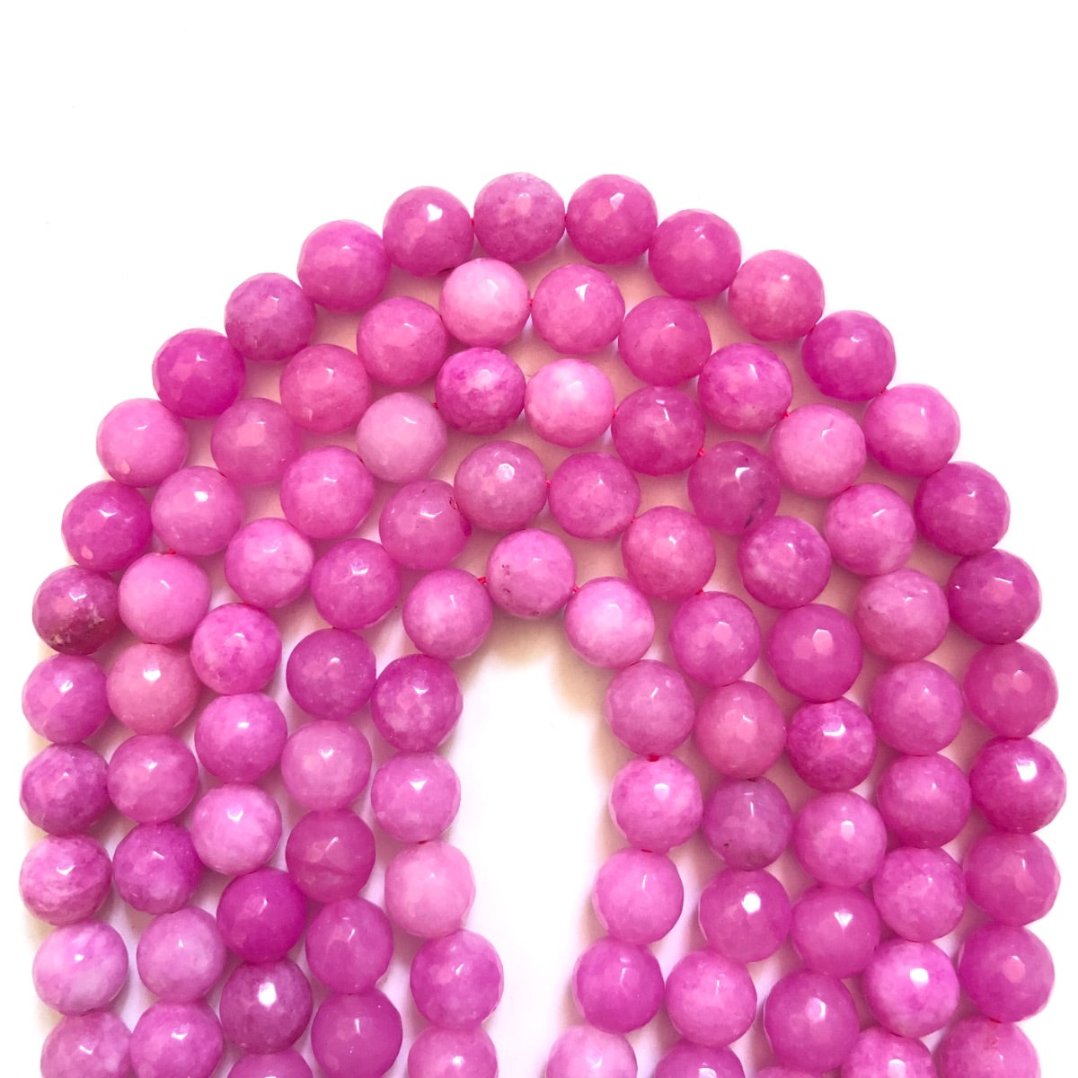 2 Strands/lot 10mm Fuchsia Faceted Jade Stone Beads Stone Beads Breast Cancer Awareness Faceted Jade Beads New Beads Arrivals Charms Beads Beyond