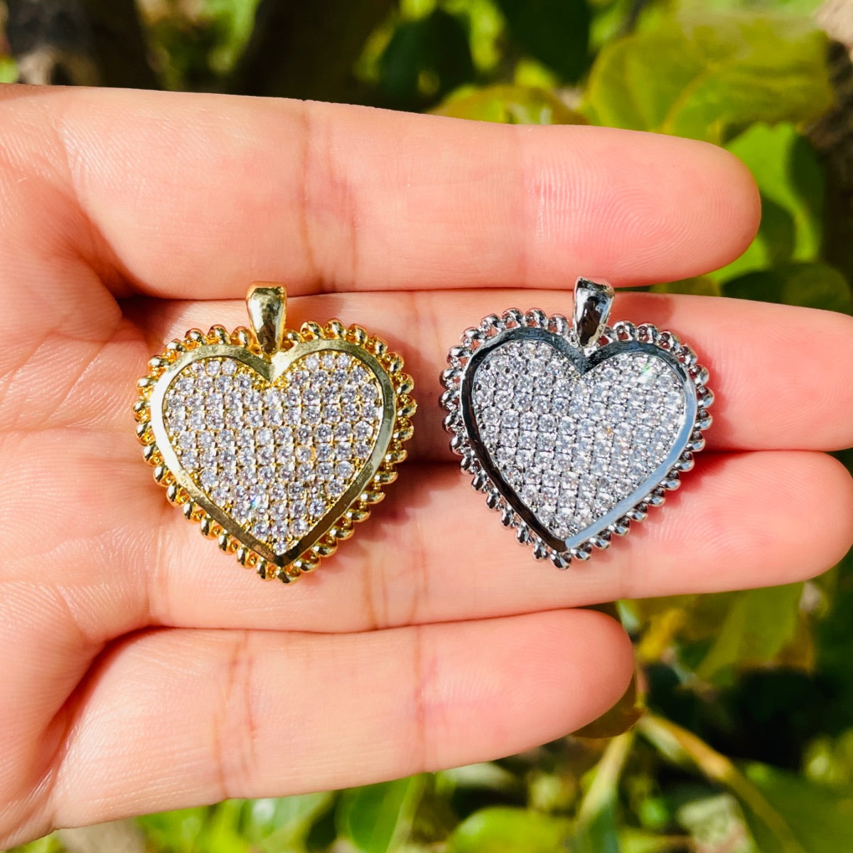 10pcs/lot 26.5*25mm CZ Paved Heart Charm Pendants Mix Colors CZ Paved Charms Hearts Charms Beads Beyond