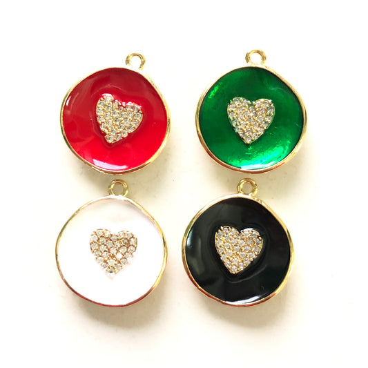 10pcs/lot Colorful Enamel CZ Pave Heart Charms Enamel Charms Charms Beads Beyond