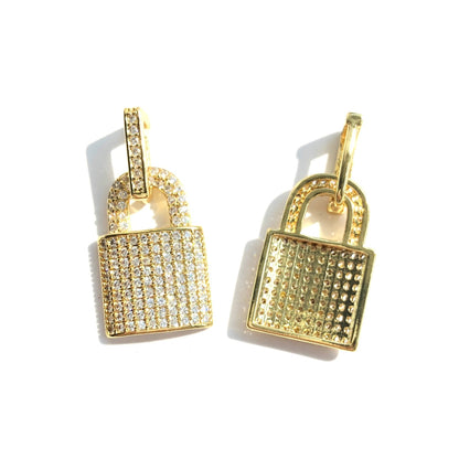 5pcs/lot 29.5*14mm Gold CZ Lock Charm Pendants CZ Paved Charms Keys & Locks Charms Beads Beyond