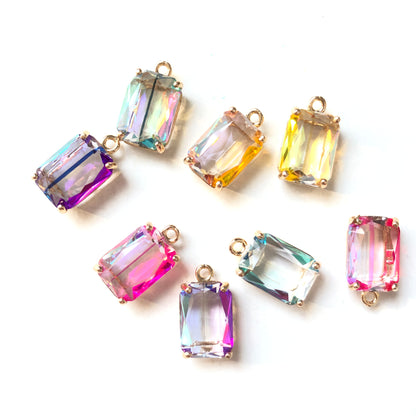 20pcs/lot 17*10mm Square Crystal Charms Mix Colors CZ Paved Charms Charms Beads Beyond