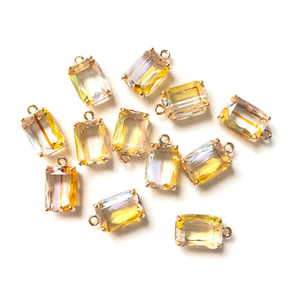 20pcs/lot 17*10mm Square Crystal Charms Yellow CZ Paved Charms Charms Beads Beyond