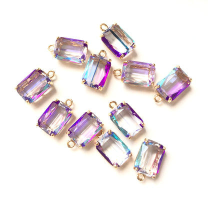 20pcs/lot 17*10mm Square Crystal Charms Purple CZ Paved Charms Charms Beads Beyond