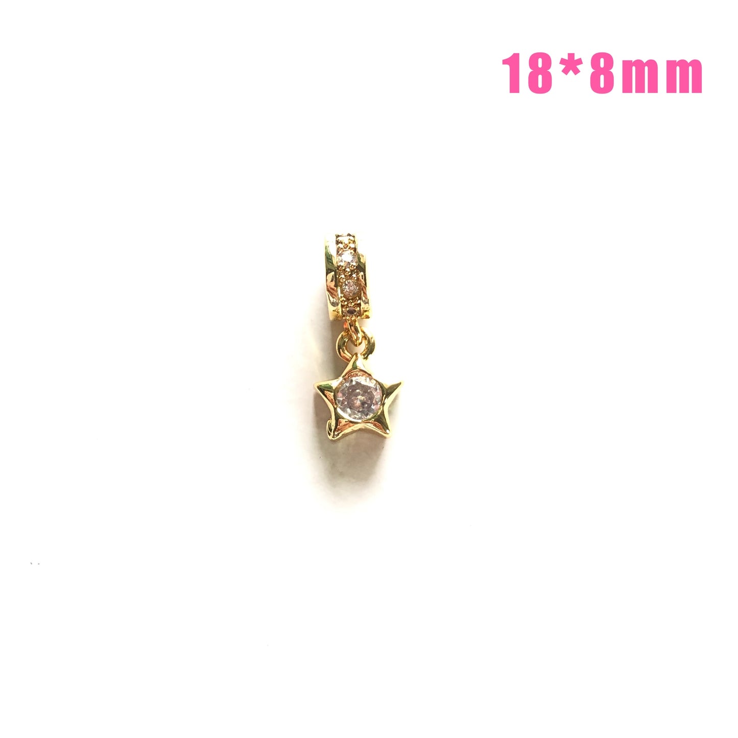 10pcs/lot Small Size CZ Paved Butterfly, Eye, Heart, Cross, Star, Moon Charms Star 1 CZ Paved Charms Small Sizes Charms Beads Beyond