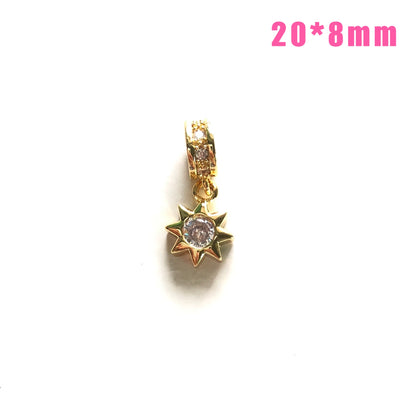 10pcs/lot Small Size CZ Paved Butterfly, Eye, Heart, Cross, Star, Moon Charms Star 2 CZ Paved Charms Small Sizes Charms Beads Beyond