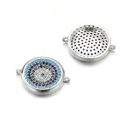 10pcs/lot 14mm CZ Paved Round Wheel Connectors Silver CZ Paved Connectors Colorful Zirconia Charms Beads Beyond