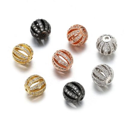 20pcs/lot 10mm Clear CZ Paved Hollow Ball Spacers Mix Color CZ Paved Spacers 10mm Beads Ball Beads Charms Beads Beyond