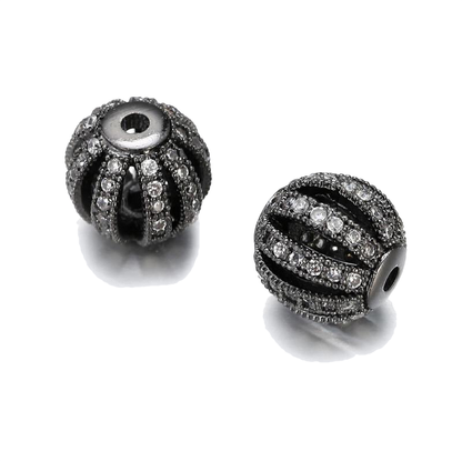 20pcs/lot 10mm Clear CZ Paved Hollow Ball Spacers Black CZ Paved Spacers 10mm Beads Ball Beads Charms Beads Beyond