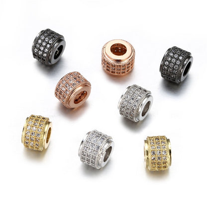 20pcs/lot Clear CZ Paved Big Hole Wheel Rondelle Spacers Mix Color CZ Paved Spacers Rondelle Beads Charms Beads Beyond
