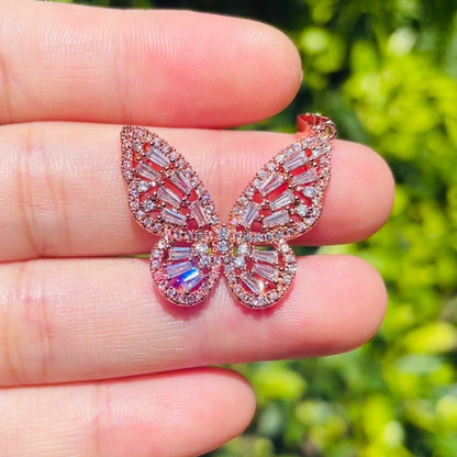 10pcs/lot 26.5*22.5mm CZ Paved Butterfly Charms Rose Gold CZ Paved Charms Butterflies Charms Beads Beyond