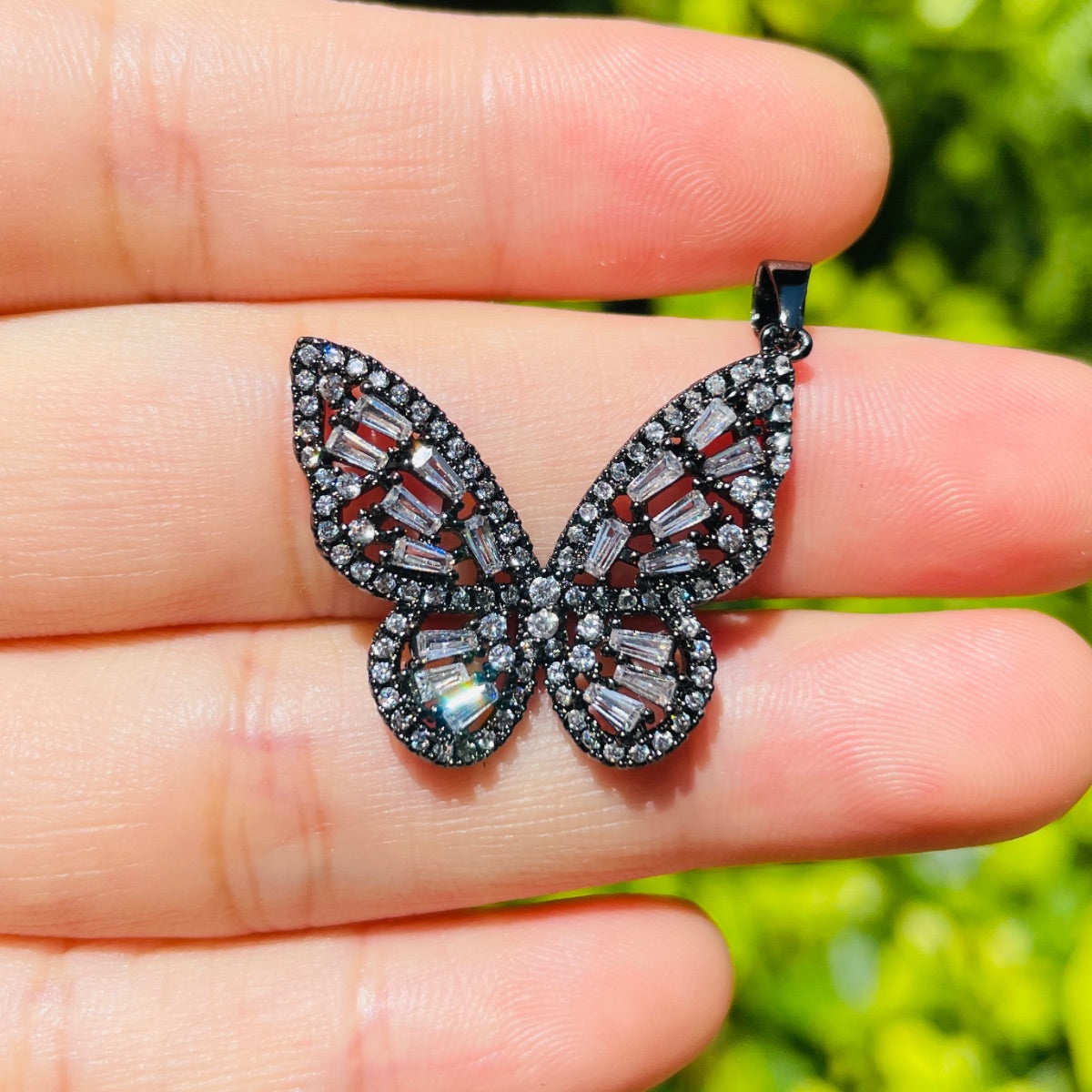 10pcs/lot 26.5*22.5mm CZ Paved Butterfly Charms Black CZ Paved Charms Butterflies Charms Beads Beyond