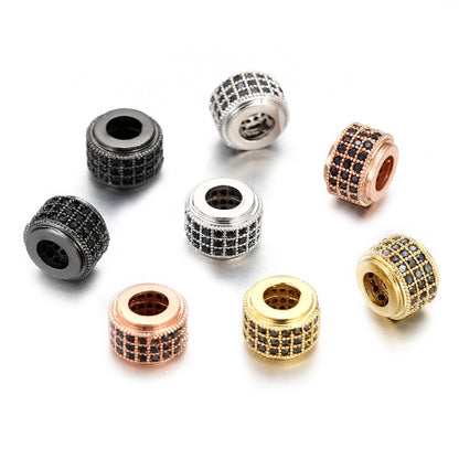 20pcs/lot Black CZ Paved Cylinder Rondelle Spacers Mix Color CZ Paved Spacers Rondelle Beads Charms Beads Beyond
