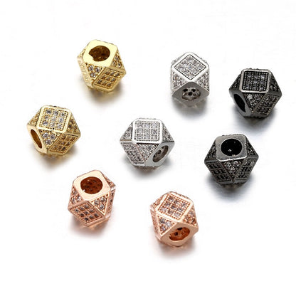 20pcs/lot Clear CZ Paved Octagon Rondelle Spacers Mix Color CZ Paved Spacers Rondelle Beads Charms Beads Beyond