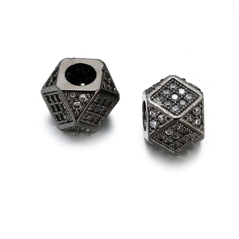 50pcs/lot Clear CZ Paved Octagon Spacers Black Wholesale Charms Beads Beyond