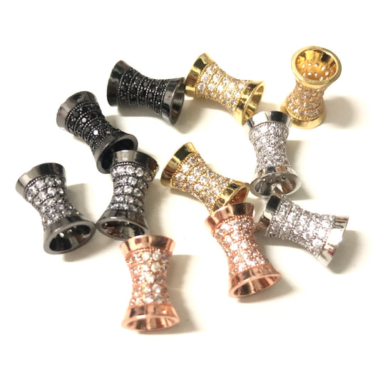 20pcs/lot 13.8*9.7mm CZ Paved Hourglass Spacers Mix Color CZ Paved Spacers Hourglass Beads Charms Beads Beyond