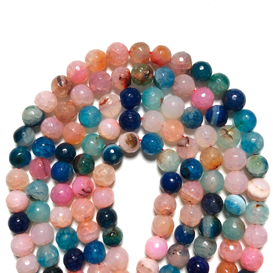 2 Strands/lot 10mm Pink Blue Agate Faceted Stone Beads Stone Beads Faceted Agate Beads Charms Beads Beyond
