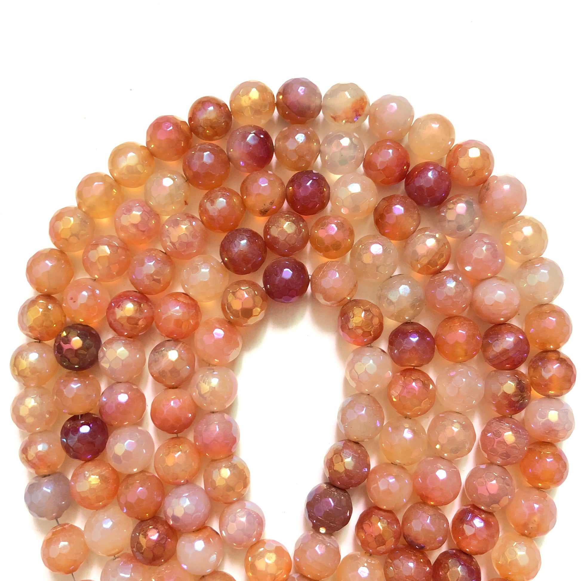 2 Strands/lot 10mm Electroplated AB Orange White Agate Faceted Stone Beads Electroplated Beads Electroplated Faceted Agate Beads New Beads Arrivals Charms Beads Beyond