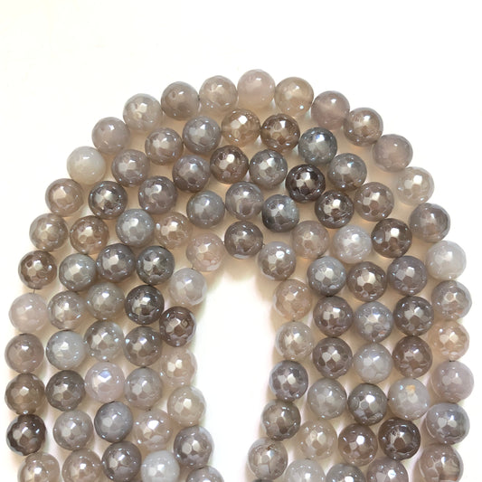 2 Strands/lot 10mm Electroplated Gray Agate Faceted Stone Beads Electroplated Beads Electroplated Faceted Agate Beads New Beads Arrivals Charms Beads Beyond