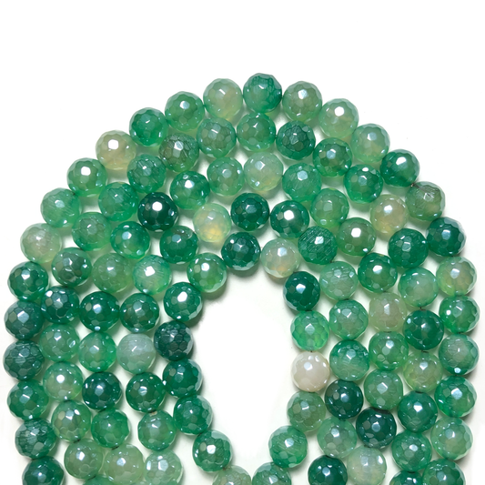 2 Strands/lot 10mm Electroplated Faceted Green Agate Stone Beads Electroplated Beads Electroplated Faceted Agate Beads New Beads Arrivals Charms Beads Beyond