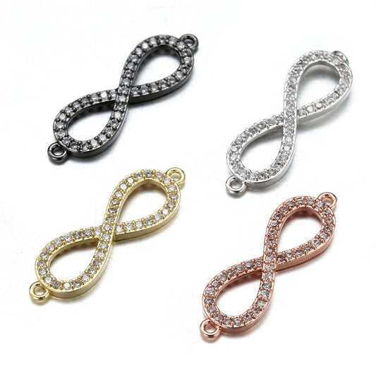 50pcs/lot Clear CZ Paved Infinity Connectors Mix Color Wholesale Charms Beads Beyond