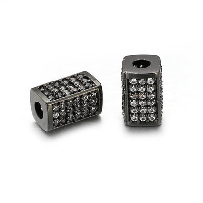 20pcs/lot 10*6mm Clear CZ Paved Cuboid Centerpiece Spacers Black CZ Paved Spacers Cuboid Spacers Charms Beads Beyond