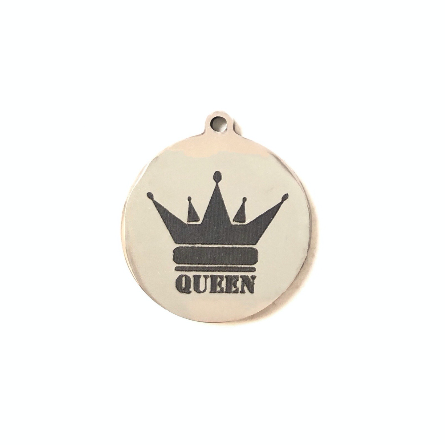 10pcs/lot 20mm Queen Crown Laser Engraved Stainless Steel Charm Silver Stainless Steel Charms On Sale Charms Beads Beyond