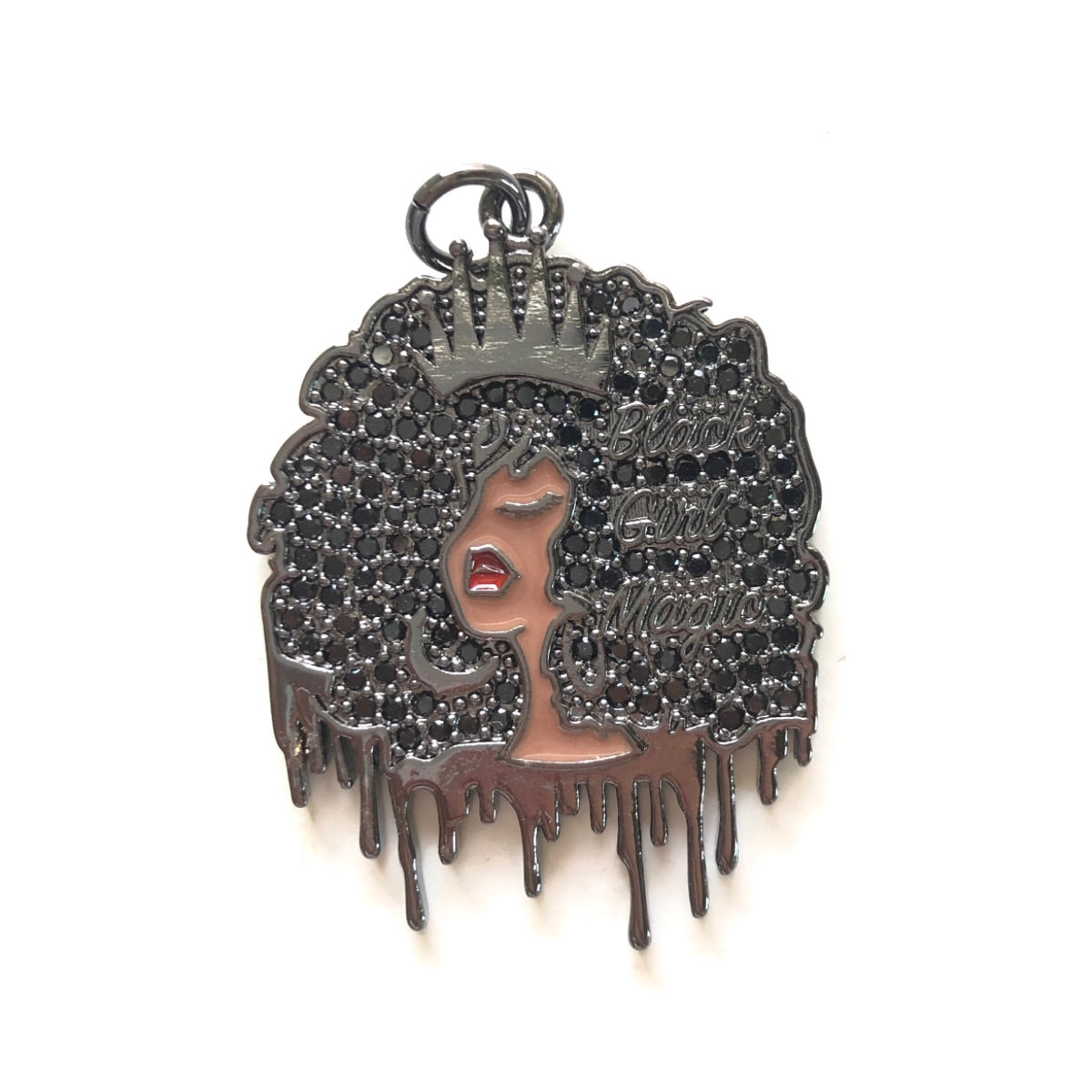 10pcs/lot 37.7**28mm CZ Paved Black Girl Magic Afro Girl Charms CZ Paved Charms Afro Girl/Queen Charms New Charms Arrivals Charms Beads Beyond