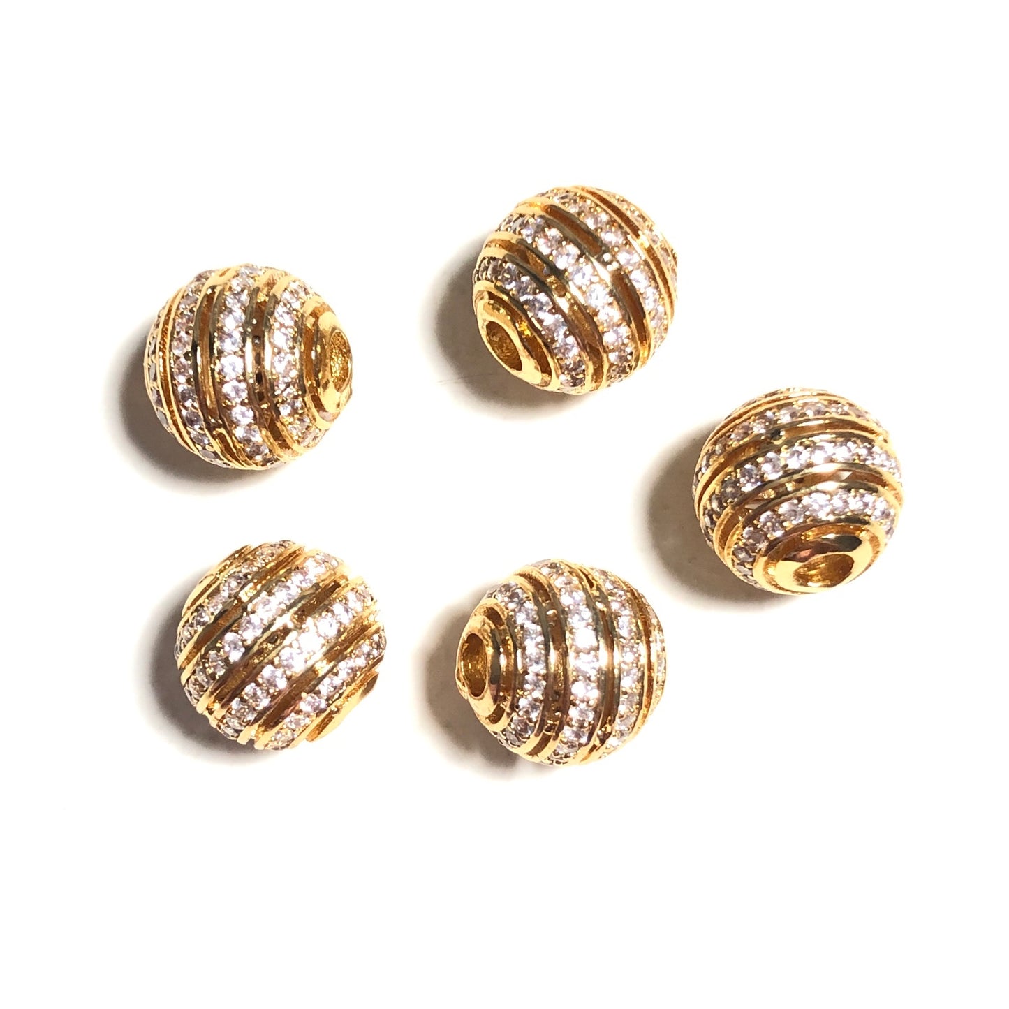 20pcs/lot 10mm CZ Paved Hollow Round Ball Spacers Gold CZ Paved Spacers 10mm Beads Ball Beads Charms Beads Beyond
