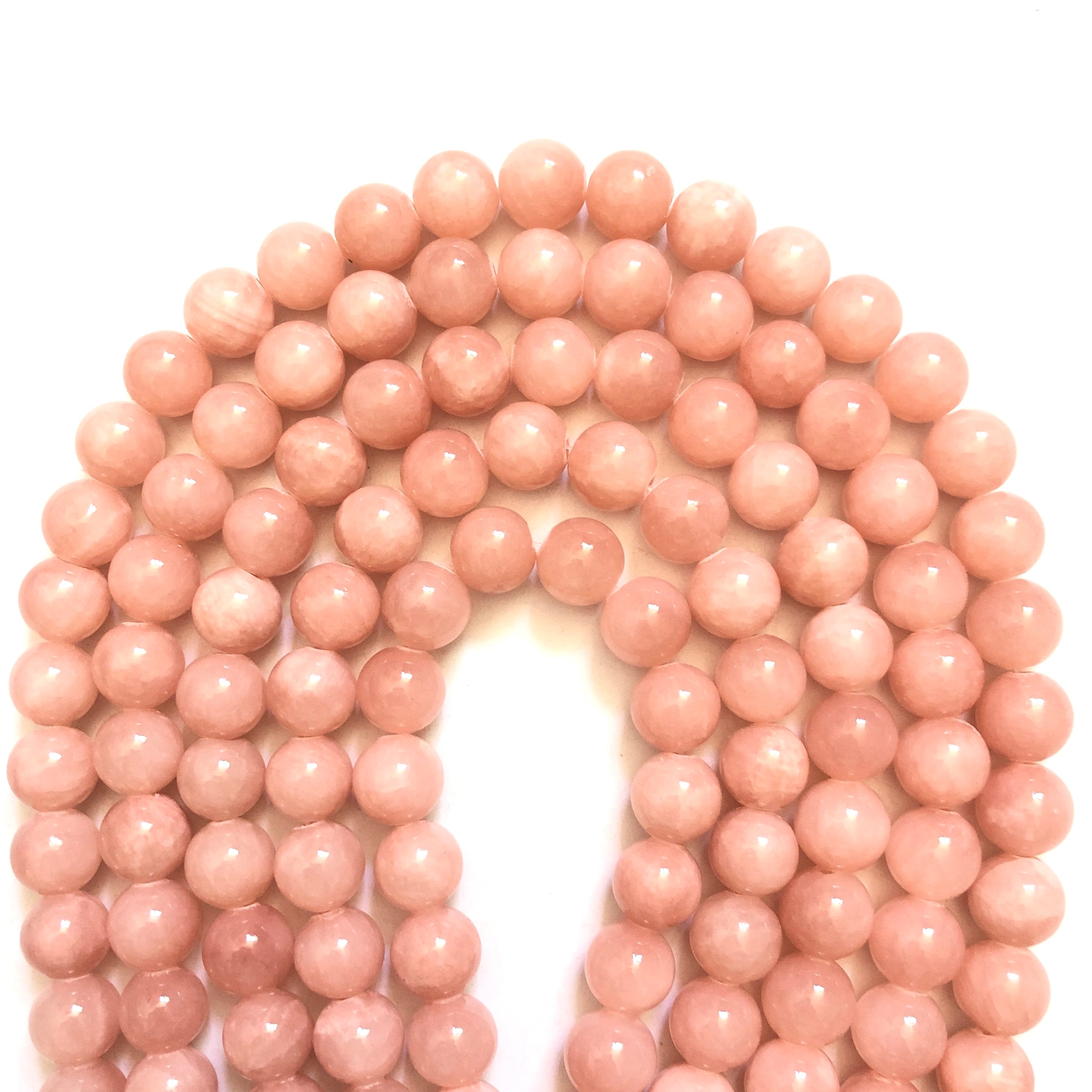 Natural Multi Orange Jade Smooth Round Beads – 4mm, 6mm, 8mm, 10mm – 15.5" Strand – Gemstone