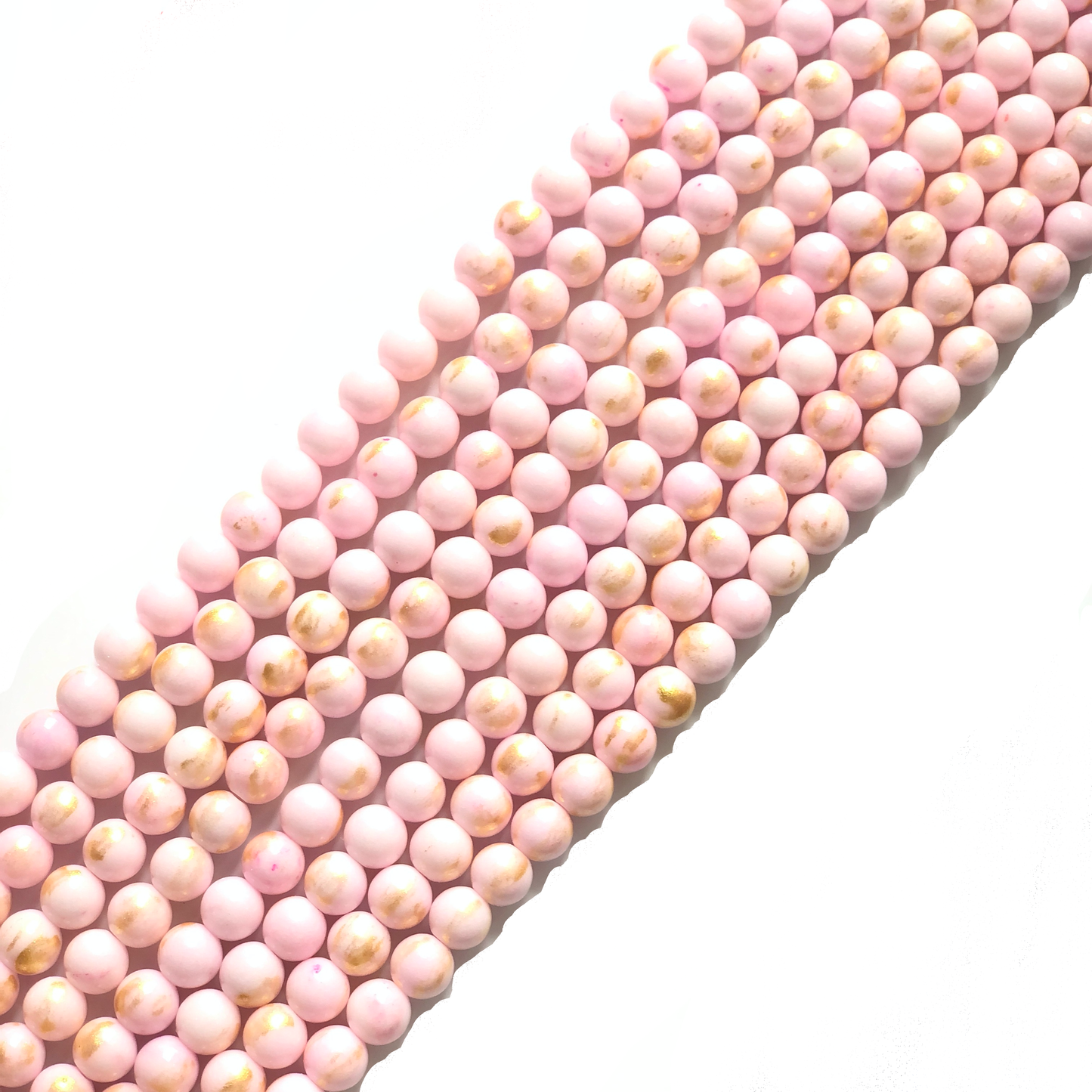 2 Strands/lot 8mm, 10mm Light Pink Gold Plated Jade Round Stone Beads Stone Beads 8mm Stone Beads Breast Cancer Awareness Gold Plated Jade Beads Round Jade Beads Charms Beads Beyond