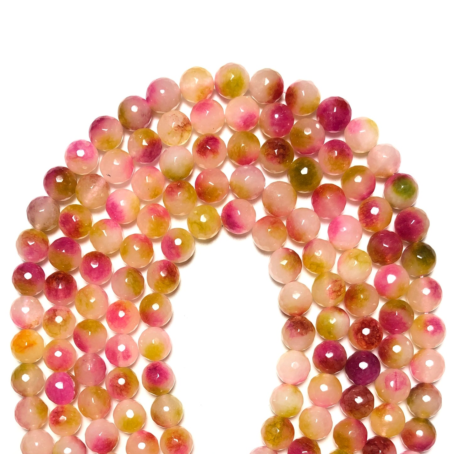 2 Strands/lot 10mm Fuchsia Pink Green Faceted Jade Stone Beads Stone Beads Faceted Jade Beads New Beads Arrivals Charms Beads Beyond