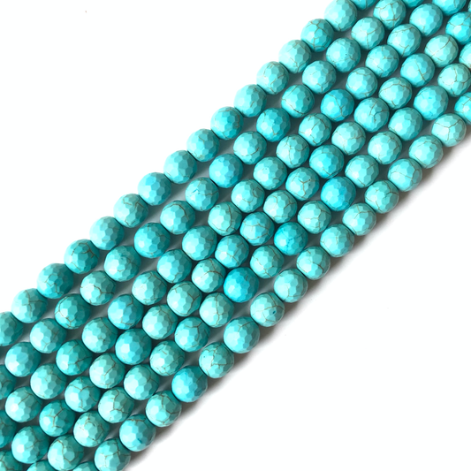 2 Strands/lot 10mm Blue Turquoises Faceted Stone Beads Stone Beads Faceted Jade Beads Charms Beads Beyond