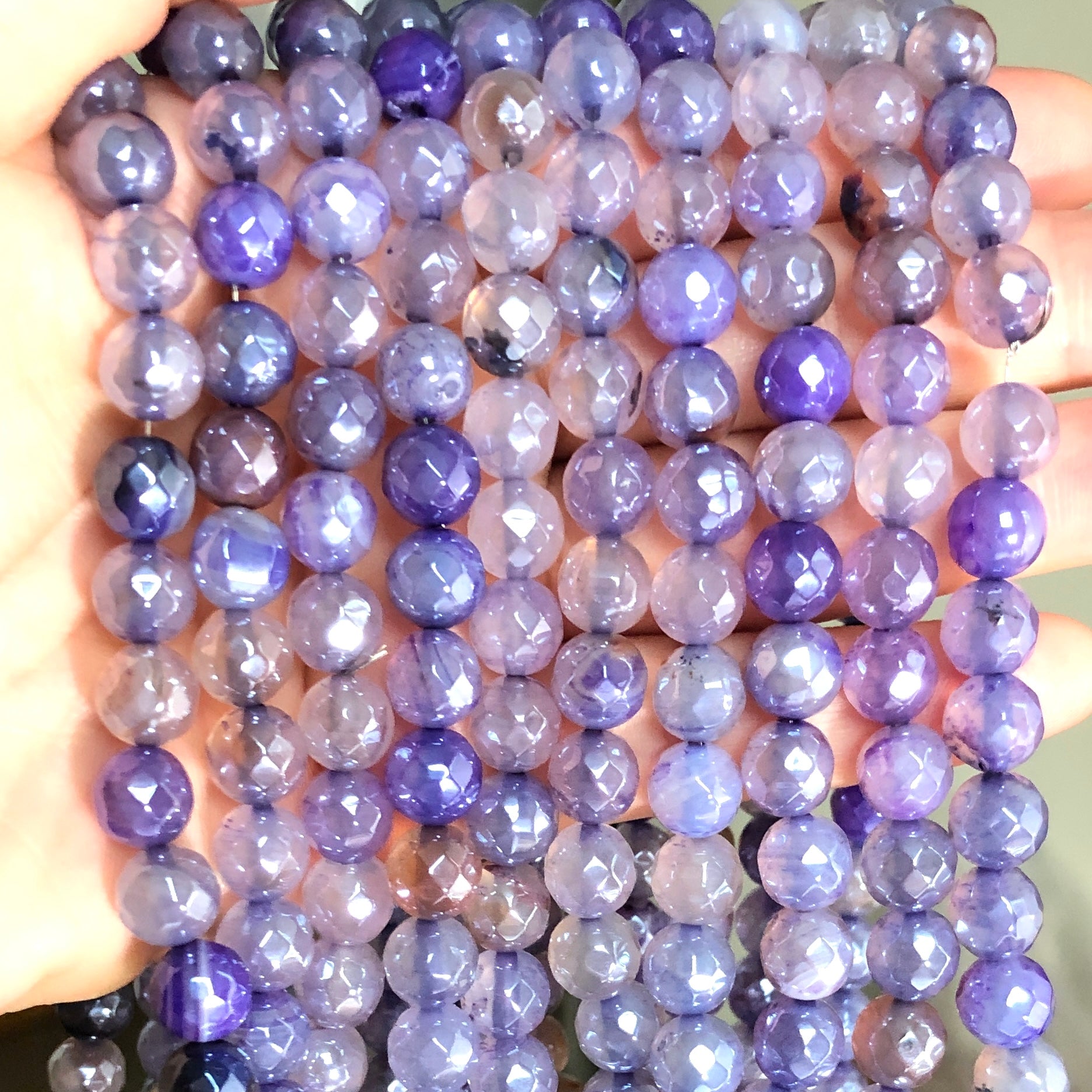 2 Strands/lot 8mm Electroplated Purple Agate Faceted Stone Beads Electroplated Beads Electroplated Faceted Agate Beads New Beads Arrivals Charms Beads Beyond