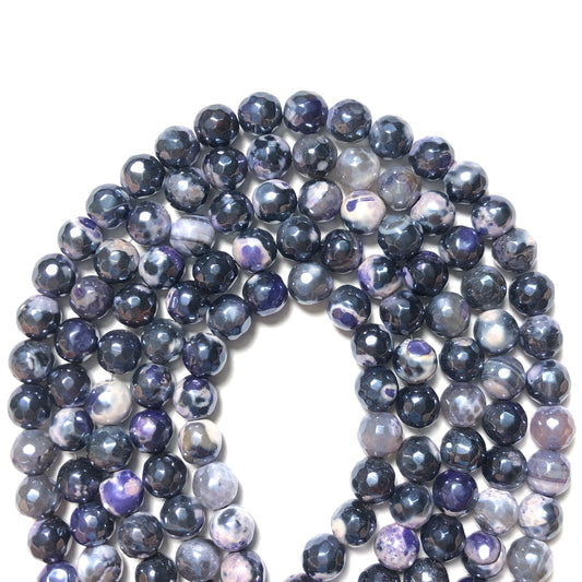 2 Strands/lot 8mm Electroplated Black Purple Fire Agate Faceted Stone Beads Electroplated Beads Electroplated Faceted Agate Beads New Beads Arrivals Charms Beads Beyond
