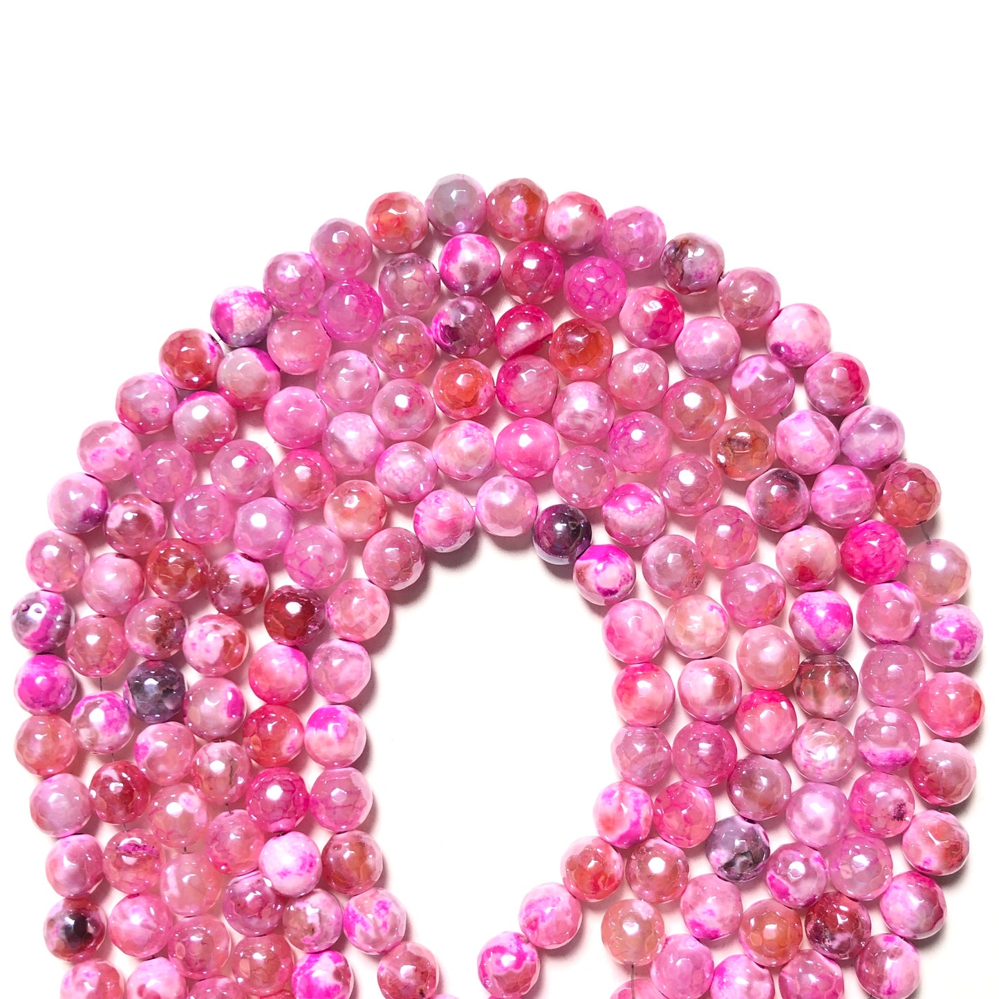 2 Strands/lot 8mm Electroplated Pink Fire Agate Faceted Stone Beads Electroplated Beads Breast Cancer Awareness Electroplated Faceted Agate Beads Charms Beads Beyond