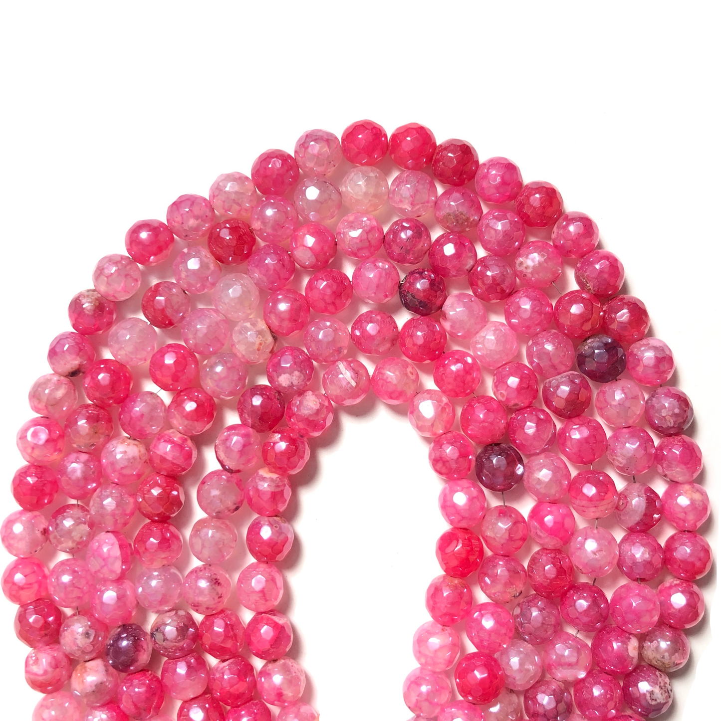 2 Strands/lot 8mm Electroplated Pink Agate Faceted Stone Beads Electroplated Beads Breast Cancer Awareness Electroplated Faceted Agate Beads New Beads Arrivals Charms Beads Beyond