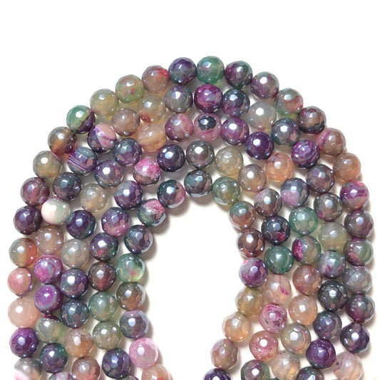 2 Strands/lot 8mm Electroplated Green Purple Agate Faceted Stone Beads Electroplated Beads Electroplated Faceted Agate Beads New Beads Arrivals Charms Beads Beyond