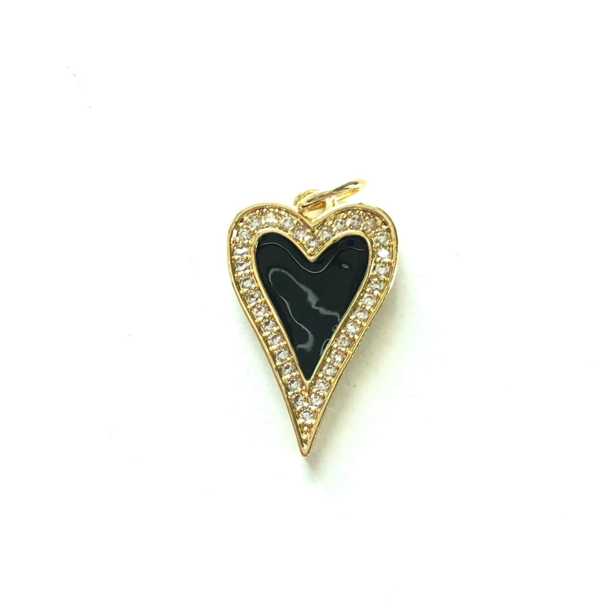 10pcs/lot 23.4*14.6mm Red, Pink, White, Black, Fuchsia Enamel CZ Pave Heart Charms-Gold Black CZ Paved Charms Hearts New Charms Arrivals Charms Beads Beyond
