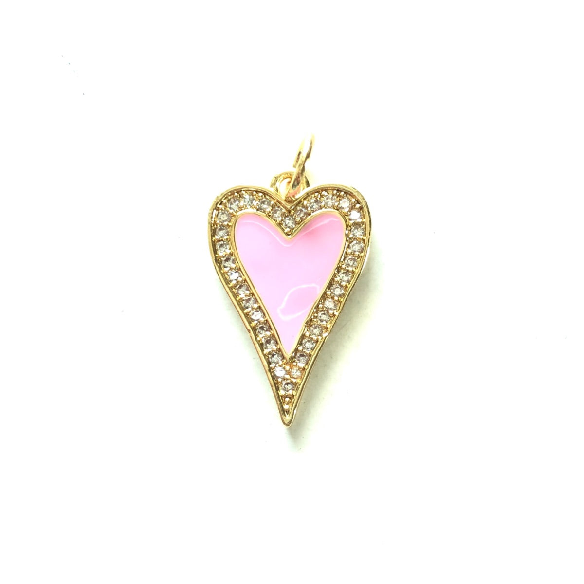10pcs/lot 23.4*14.6mm Red, Pink, White, Black, Fuchsia Enamel CZ Pave Heart Charms-Gold Pink CZ Paved Charms Hearts New Charms Arrivals Charms Beads Beyond