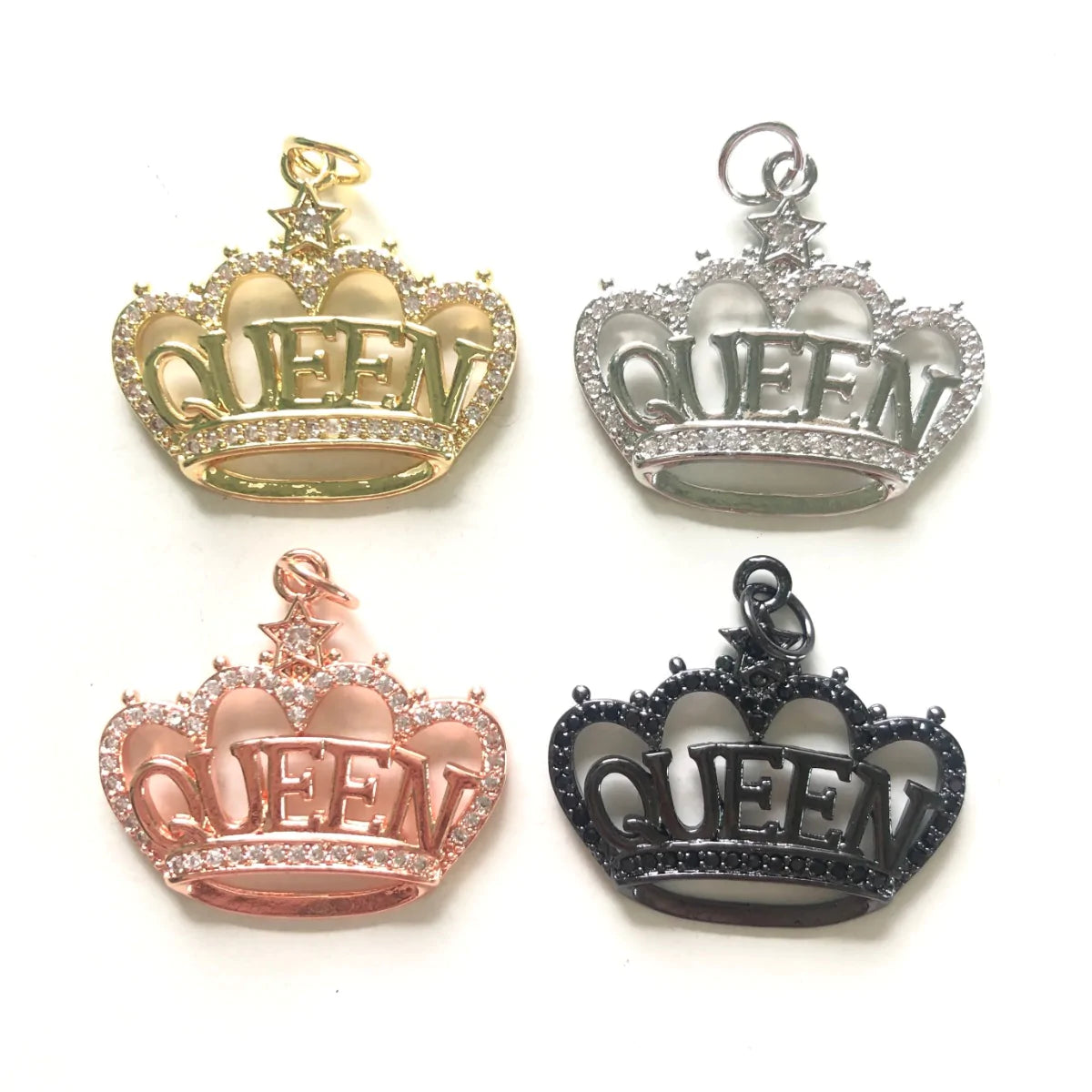 10pcs/lot 28*25mm CZ Paved Crown Queen Word Charms CZ Paved Charms Crowns New Charms Arrivals Queen Charms Charms Beads Beyond