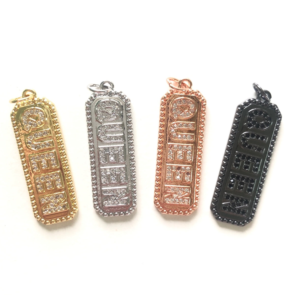 10pcs/lot 35.5*12mm CZ Paved Queen Word Tag Charms CZ Paved Charms New Charms Arrivals Queen Charms Word Tags Charms Beads Beyond